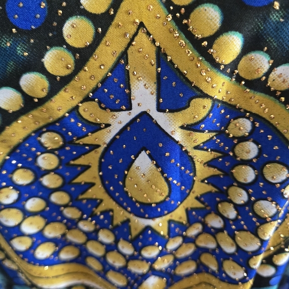 Bell Pepper One Size Maxi Vibrant Multicolor Kaftan Dress Shiny Tiny Gold Studs - Picture 11 of 16